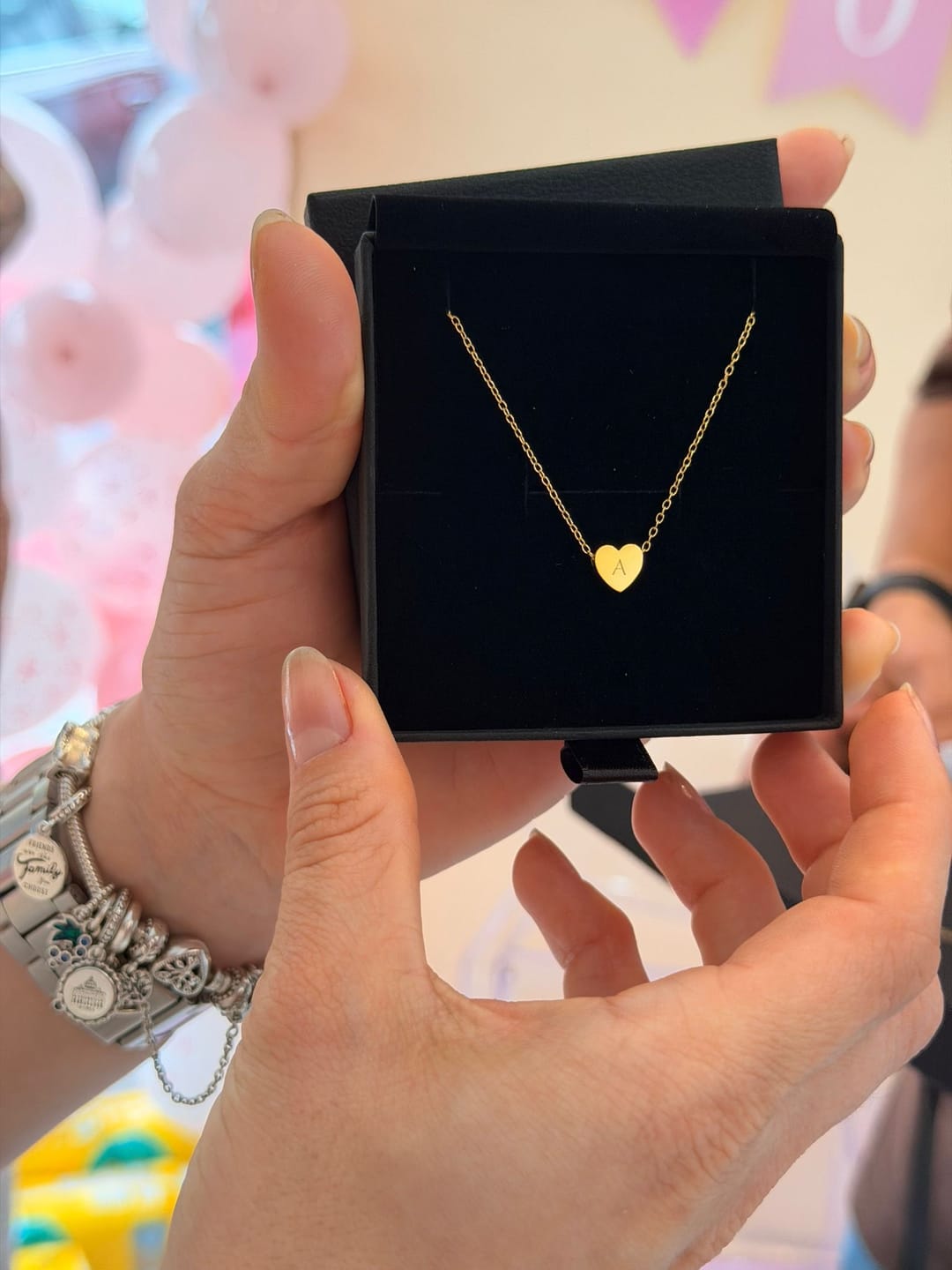 Customer photo review of Amo Heart Necklace in Gold