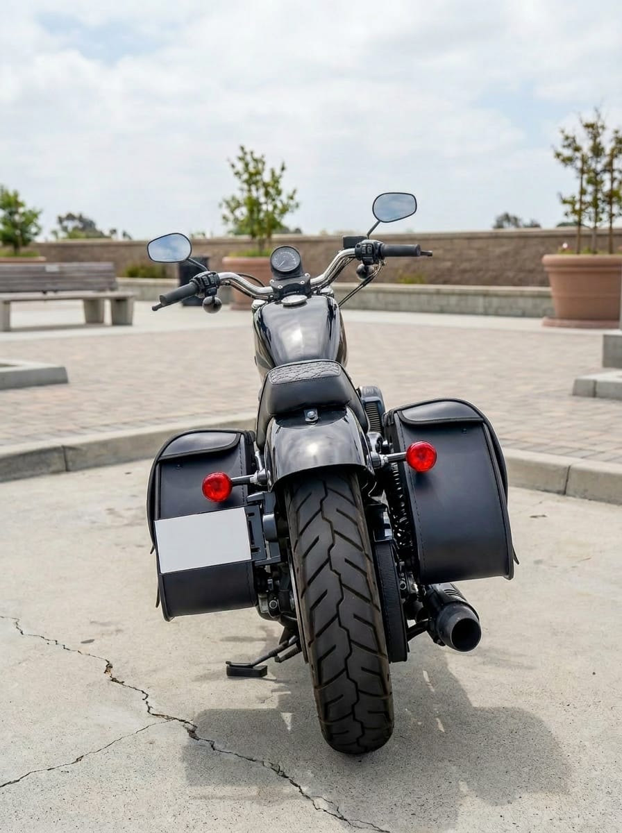 Customer photo review of 30L - Ghost Large Shock Cutout Motorcycle Saddlebags For Harley Sportster 883 Custom XL883C