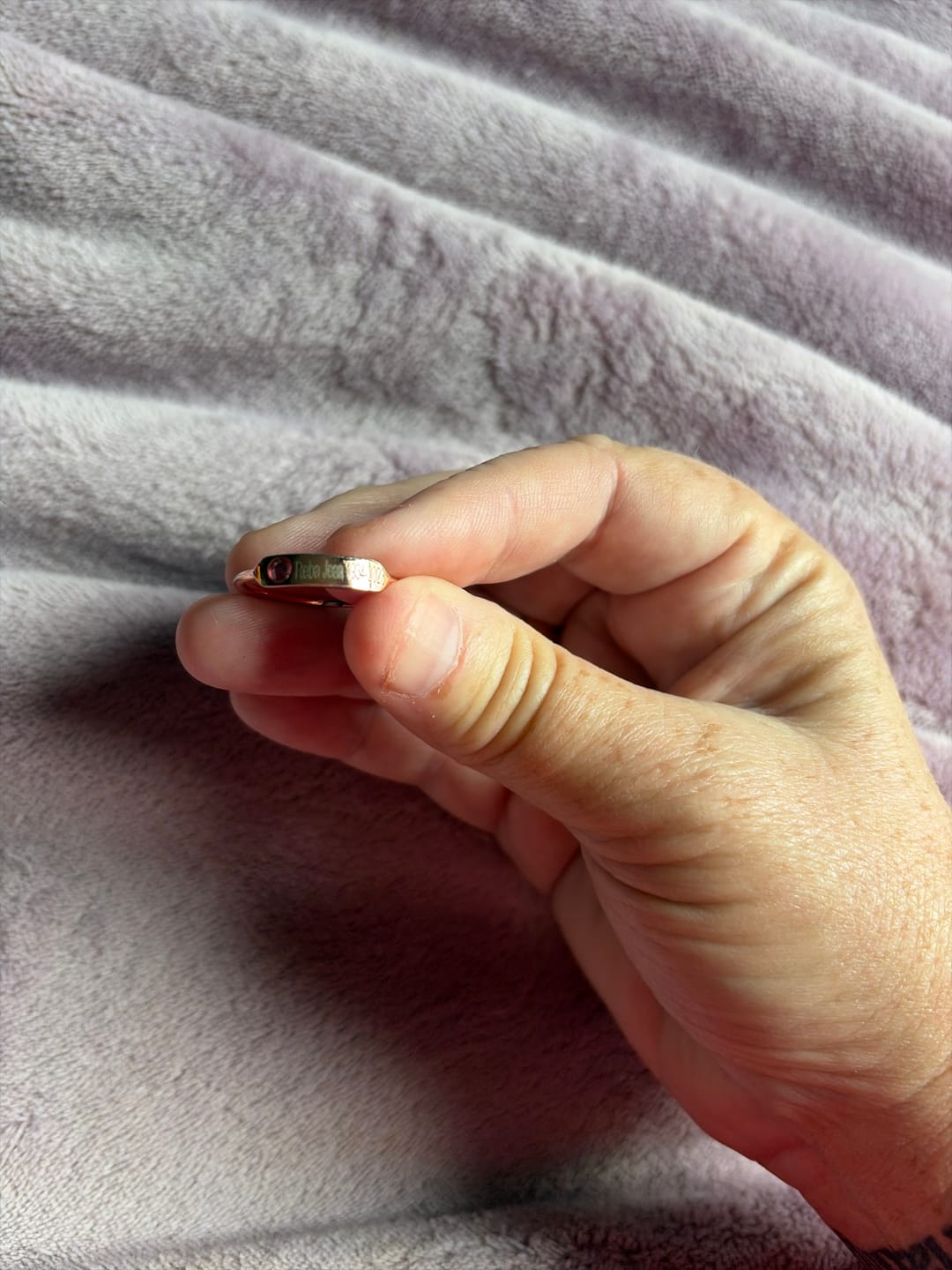 Customer photo review of For Memorial - Personalized Birthstone Name Memorial Ring