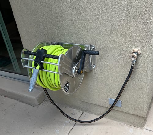Customer photo review of Wall Mounted Hose Reel-Stainless Steel-Heavy Duty