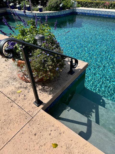 Customer photo review of Adjustable Metal Handrail with Scroll Ends – Floor Mounted Victorian Grab Rail, Handcrafted in Tennessee