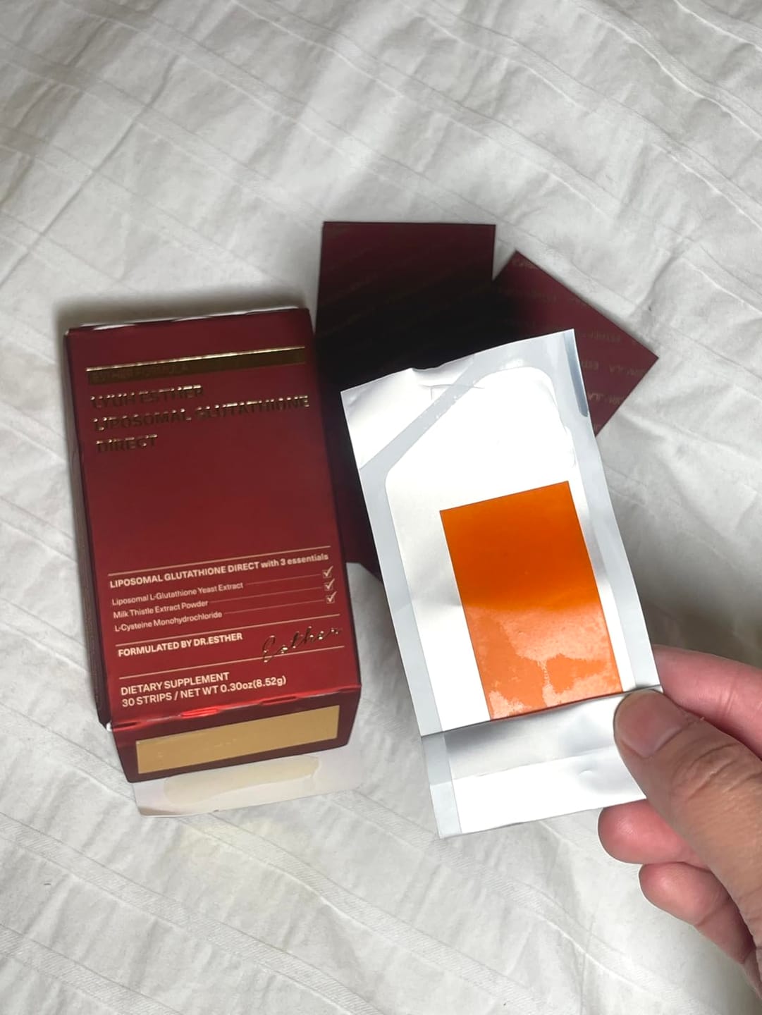 Customer photo review of Jiwoo Liposomal Glutathione Glow Strips