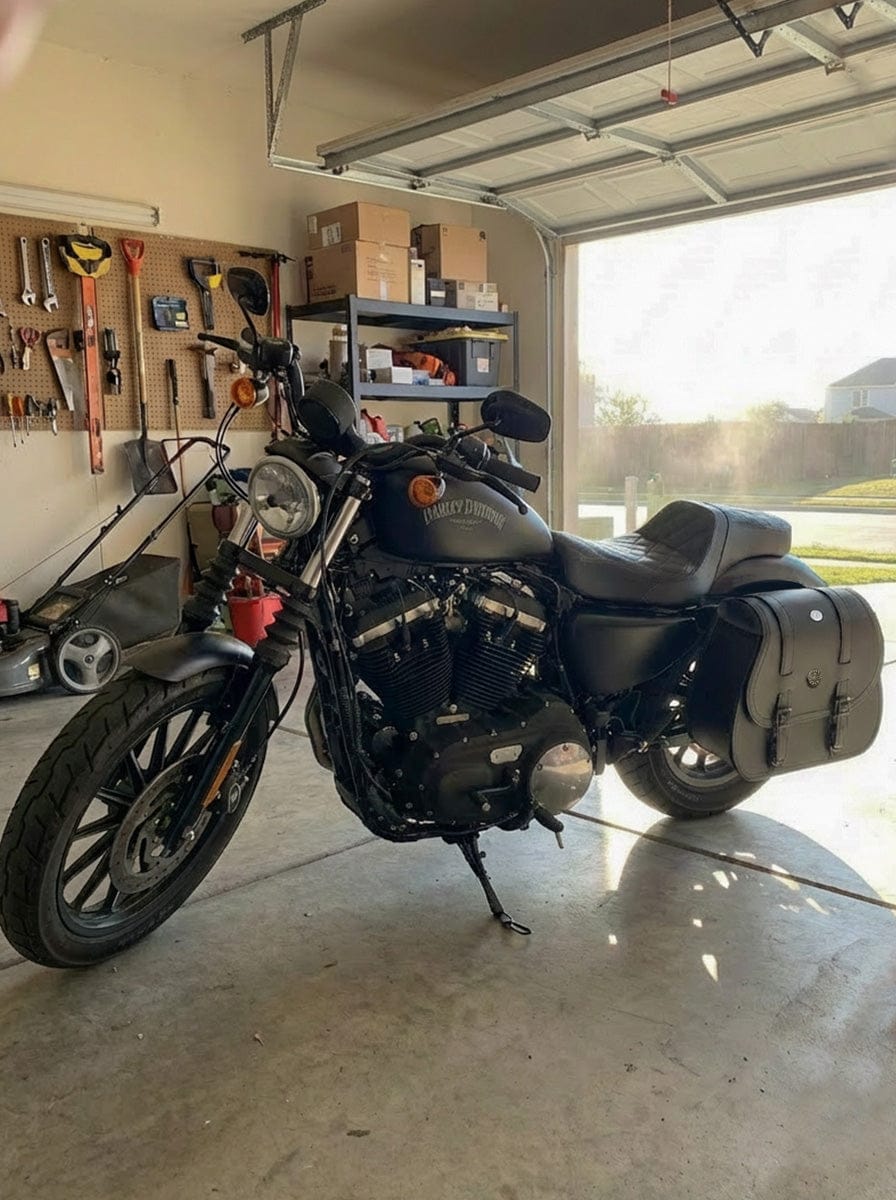 Customer photo review of 30L - Ghost Large Shock Cutout Motorcycle Saddlebags For Harley Sportster 883 Iron XL883N