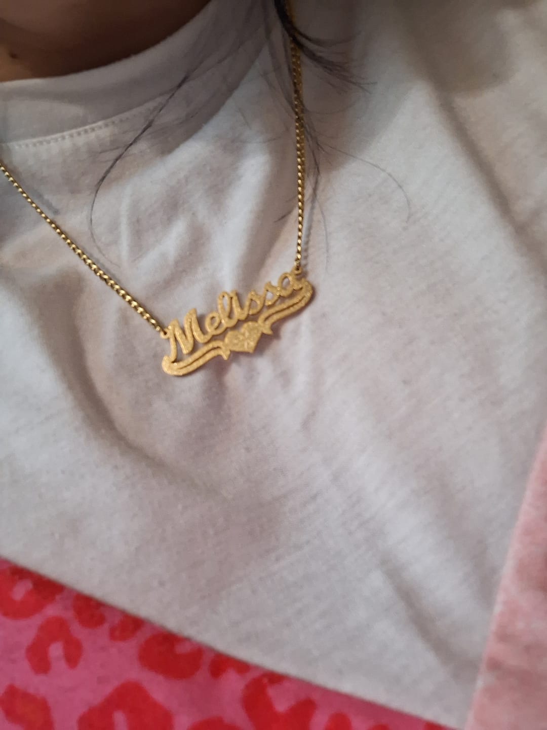 Customer photo review of Diamond Cut Love Heart Name Necklace