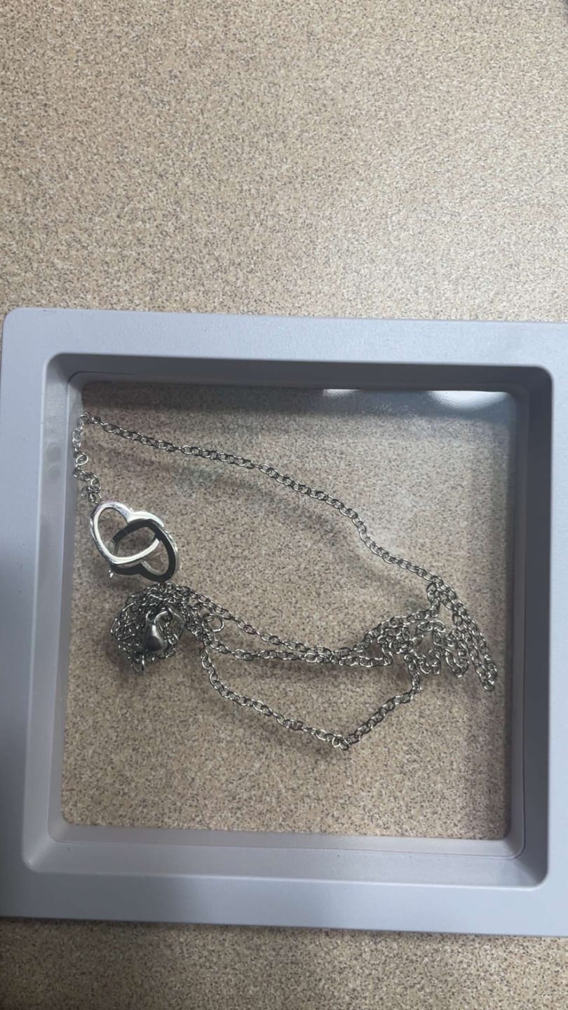 Customer photo review of Engraved Double Heart Necklace