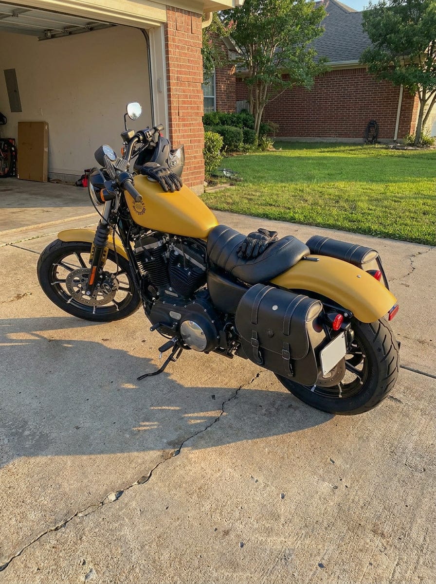 Customer photo review of 30L - Ghost Large Shock Cutout Motorcycle Saddlebags For Harley Sportster 883 Iron XL883N