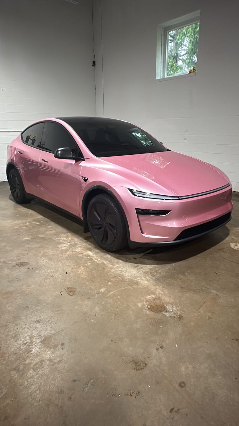Customer photo review of Glossy Metallic Passion Pink Vinyl Wrap
