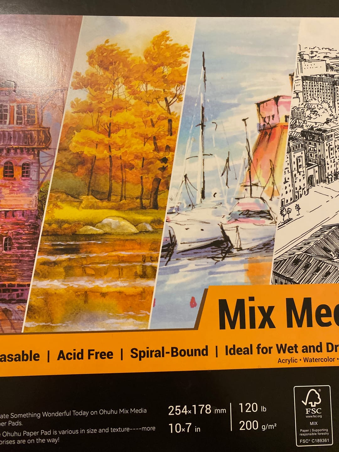 Customer photo review of Ohuhu Spiral-Bound Mix Media Pad for Multiple Techniques