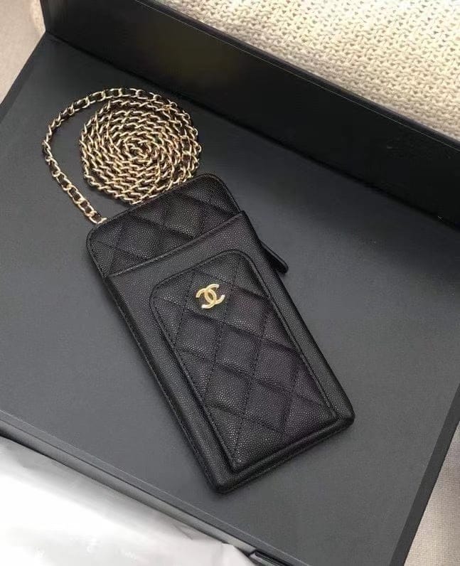 Customer photo review of Chanel 2026 Phone Holder Crossbody Bag Black Caviar Leather