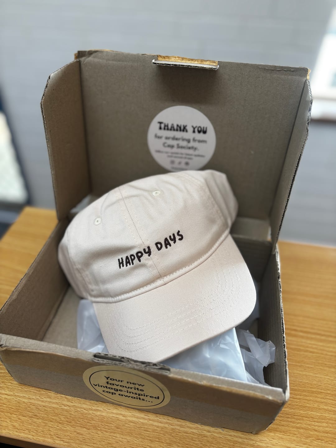 Customer photo review of Happy Days Relaxed Dad Cap (pre-sale)