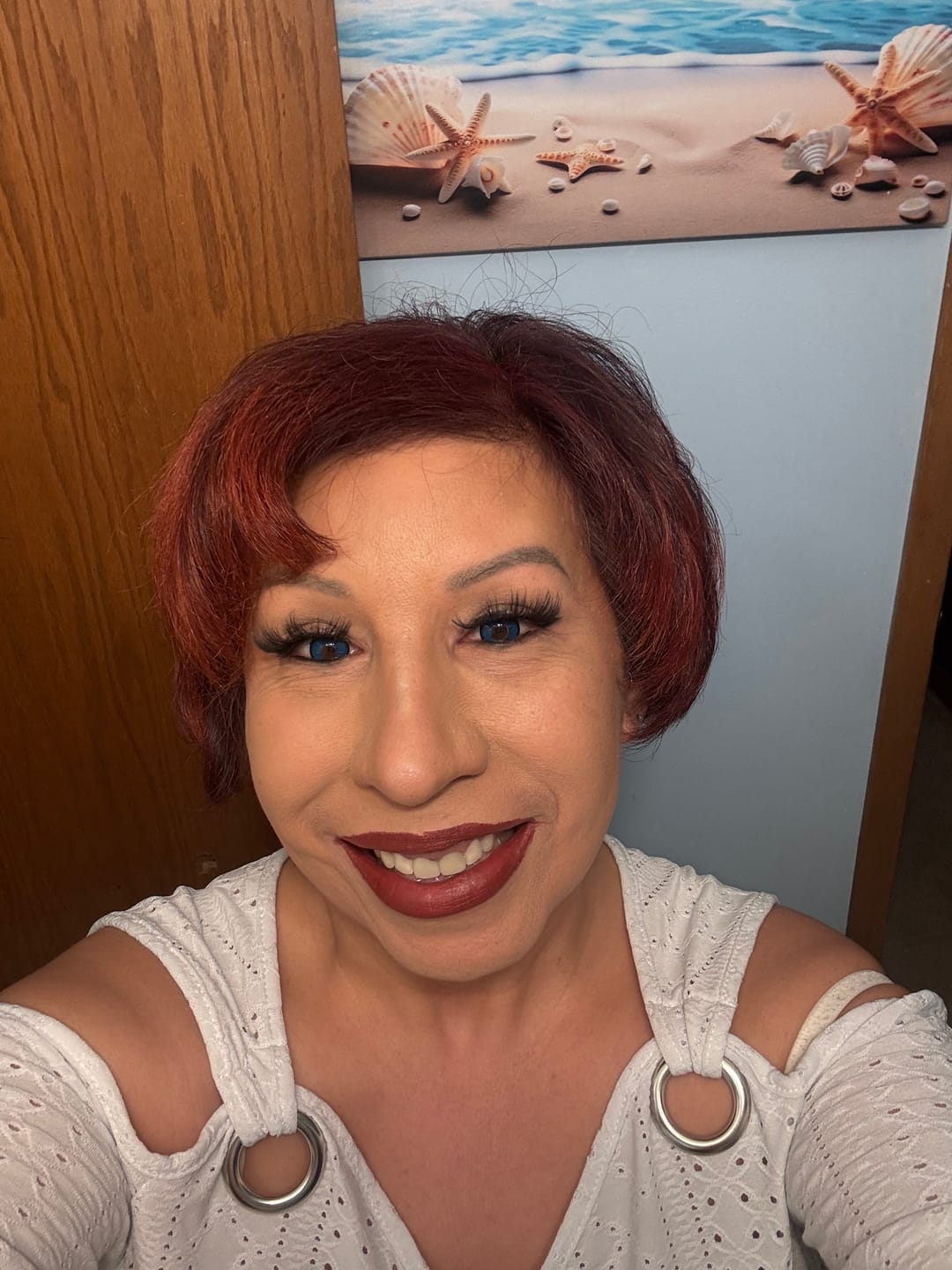 Customer photo review of Love Words Blue Colored Contact Lenses