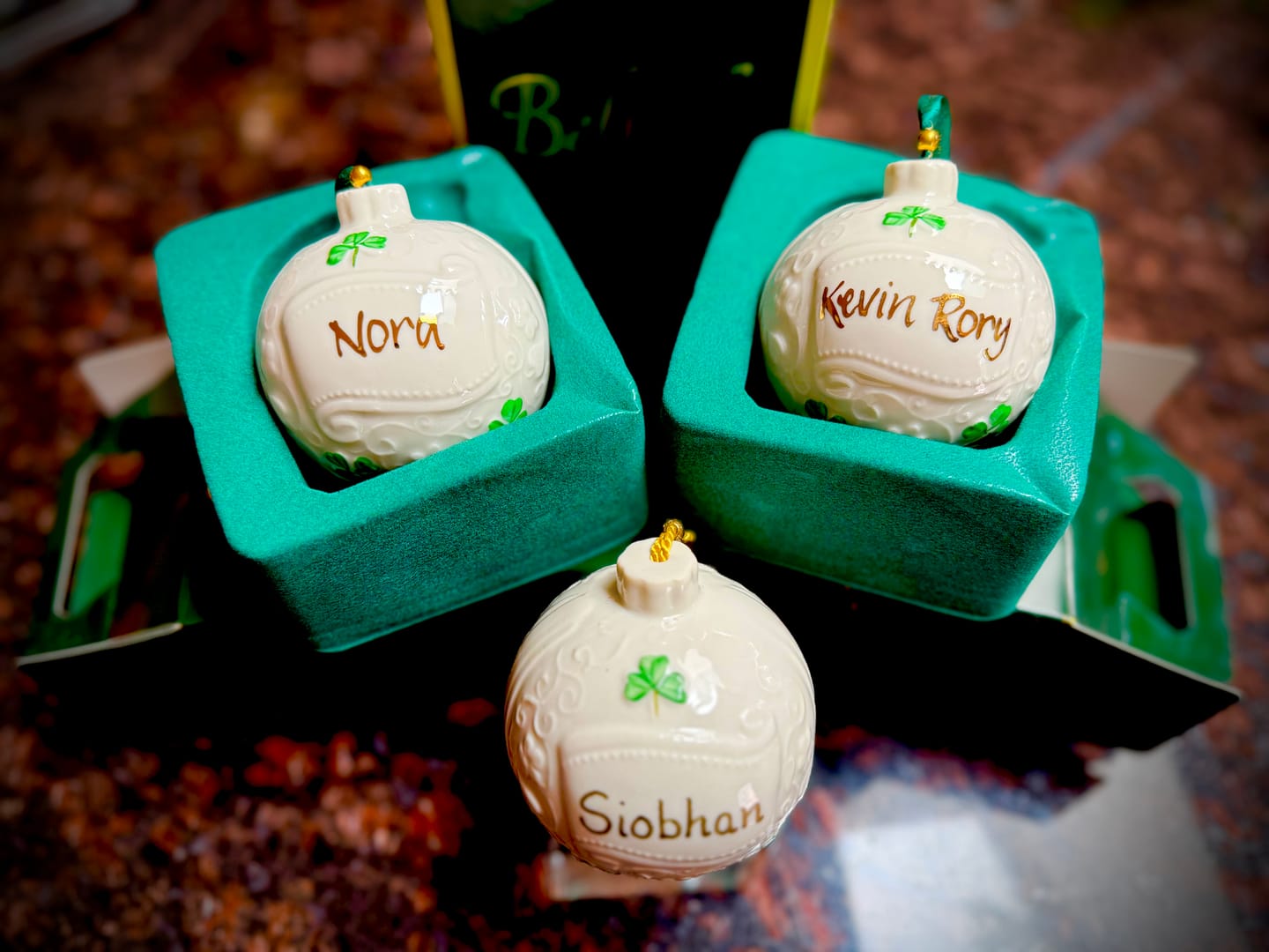 Customer photo review of Belleek Classic Personalised Christmas Bauble