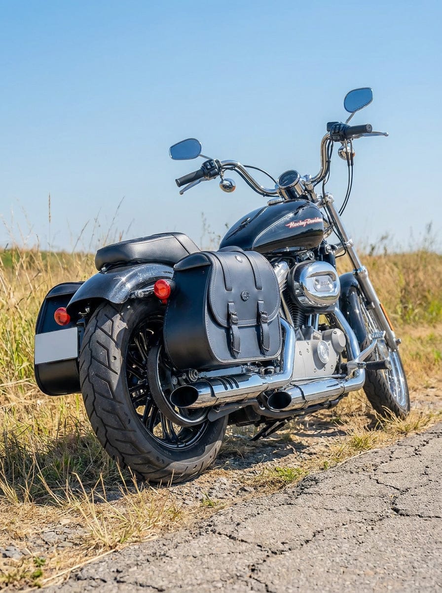 Customer photo review of 30L - Ghost Large Shock Cutout Motorcycle Saddlebags For Harley Sportster 883 Custom XL883C