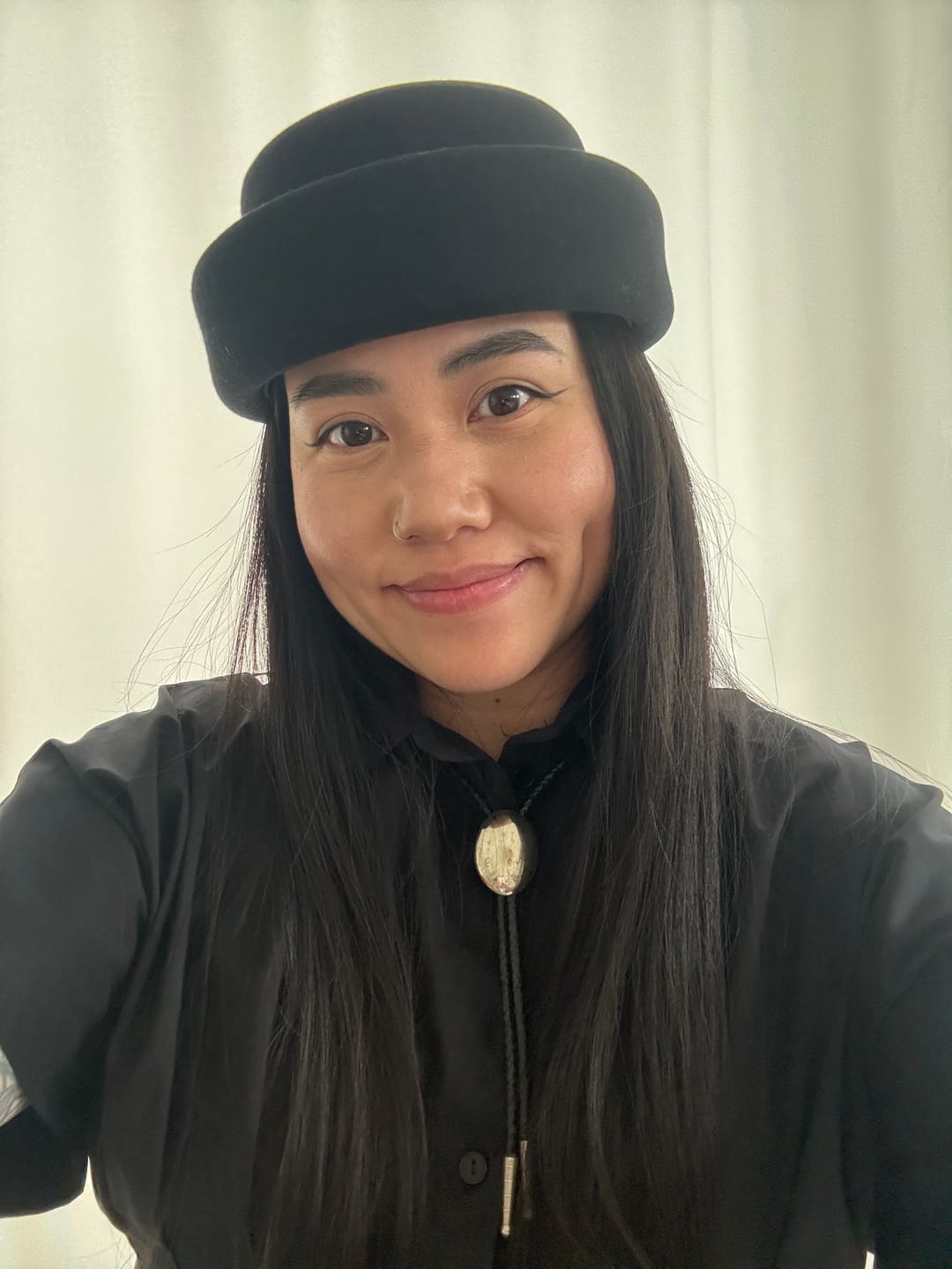Customer photo review of London Pillbox Hat - Black