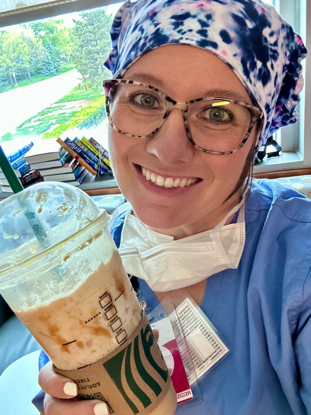Customer photo review of DuoStyle Scrub Hat - Moody Tie Dye