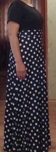 Customer photo review of Spring/Summer Chic Midi Polka Dot Dress - Sexy Fit & Flare, Comfortable Knit, Easy-Care