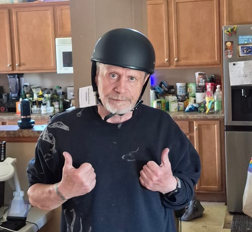 Customer photo review of Smallest & Lightest DOT Beanie Helmet - Matte Black