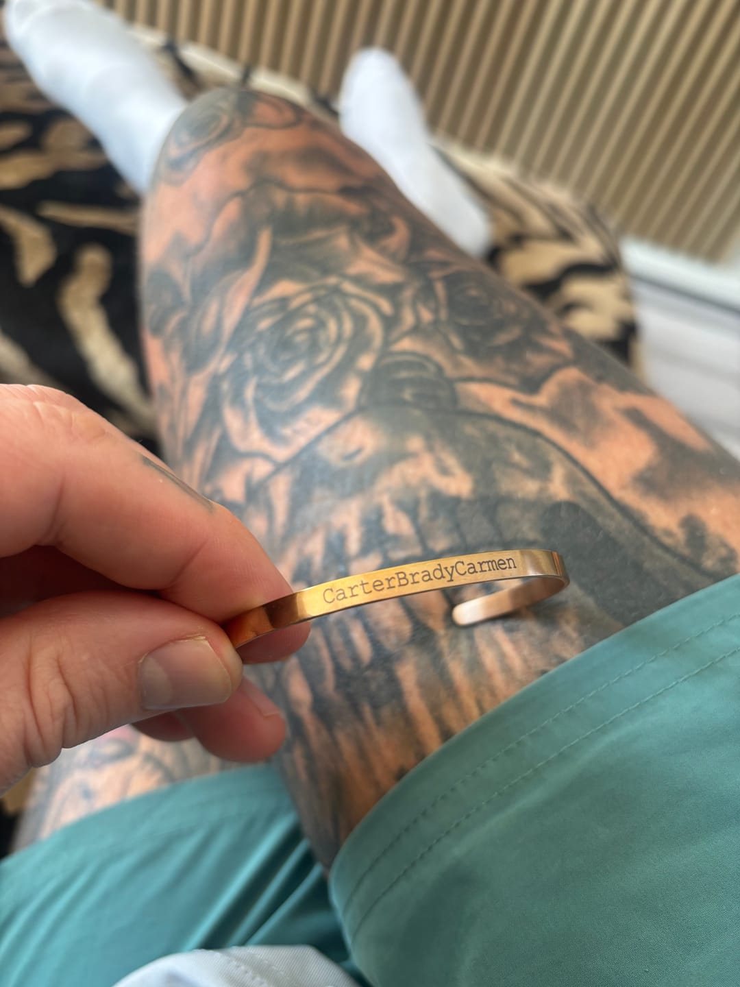 Customer photo review of Rose Gold Personalised Cuff Bracelet