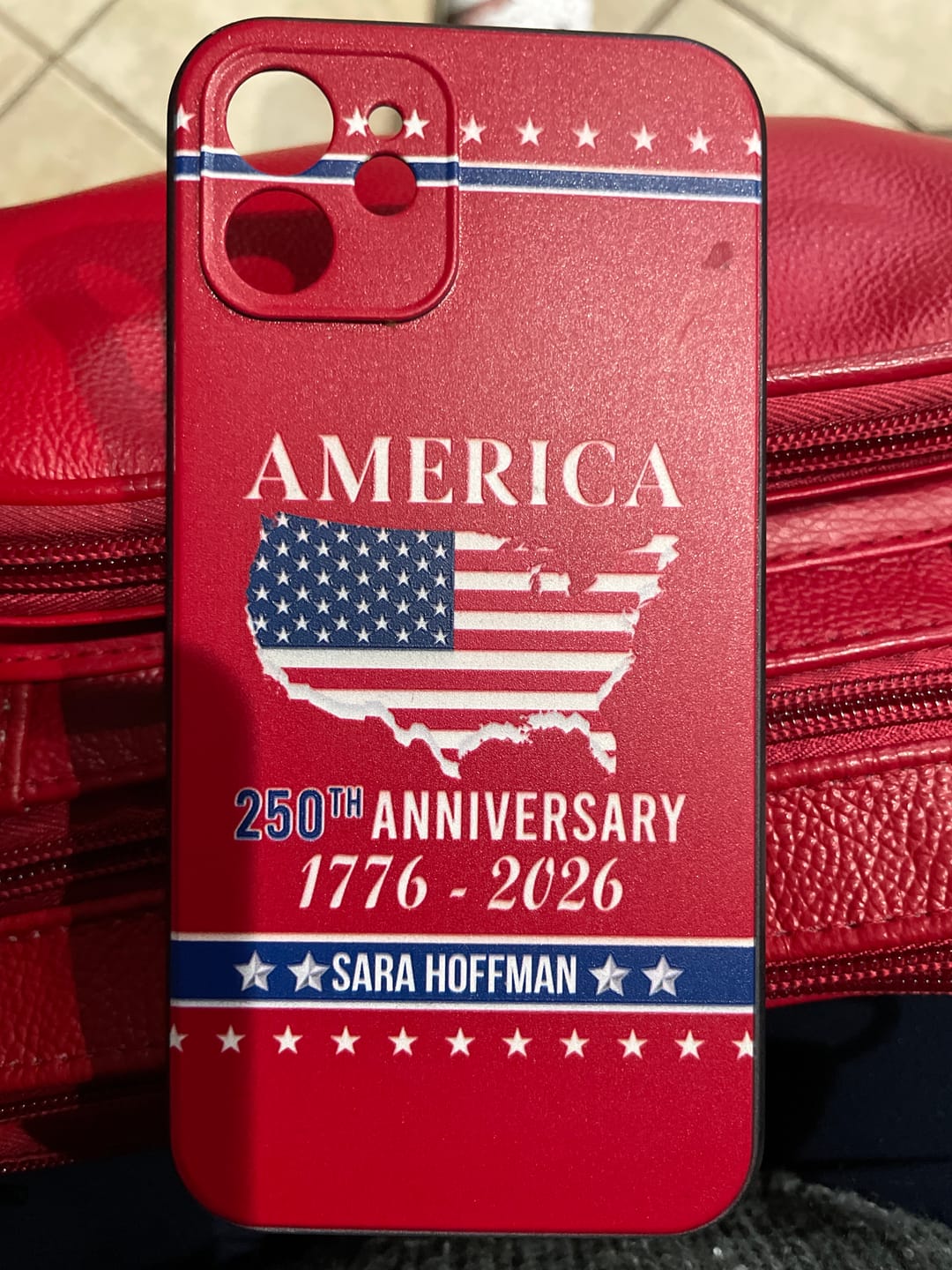Customer photo review of Personalized Family Name America 250th Anniversary Phone Case