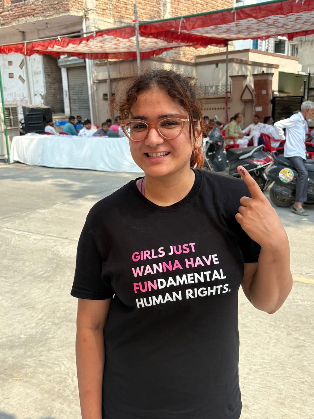 Customer photo review of Girls Just Wanna Have Fun: Statement Tee