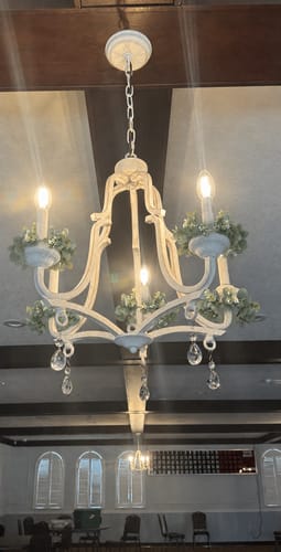 Customer photo review of 5-Light Antique White Candle Style Lantern Chandelier