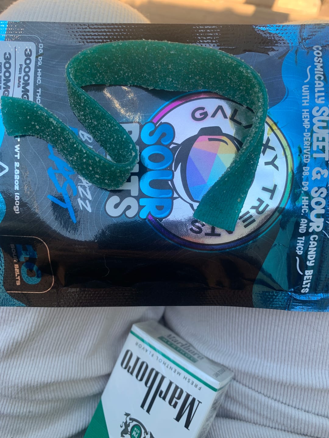 Customer photo review of Blue Razz Blast D8 D9 HHC THCP Extra Strength Sour Belts
