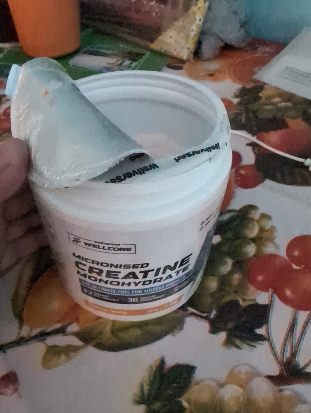 Customer photo review of Wellcore - Micronised Creatine Monohydrate (83 Servings, Tropical Tango) + Premium Steel Shaker