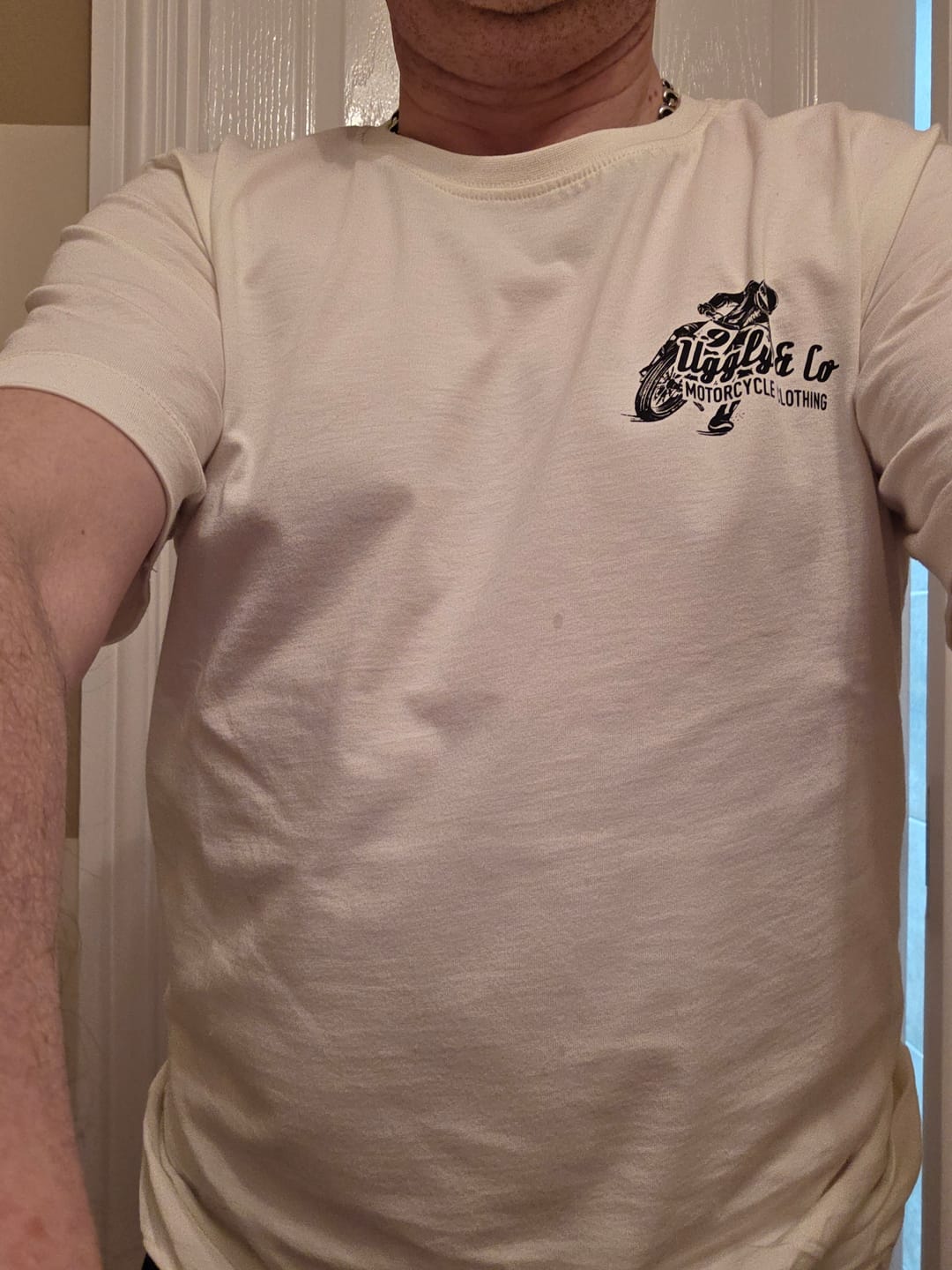 Customer photo review of White Flattrack Tee