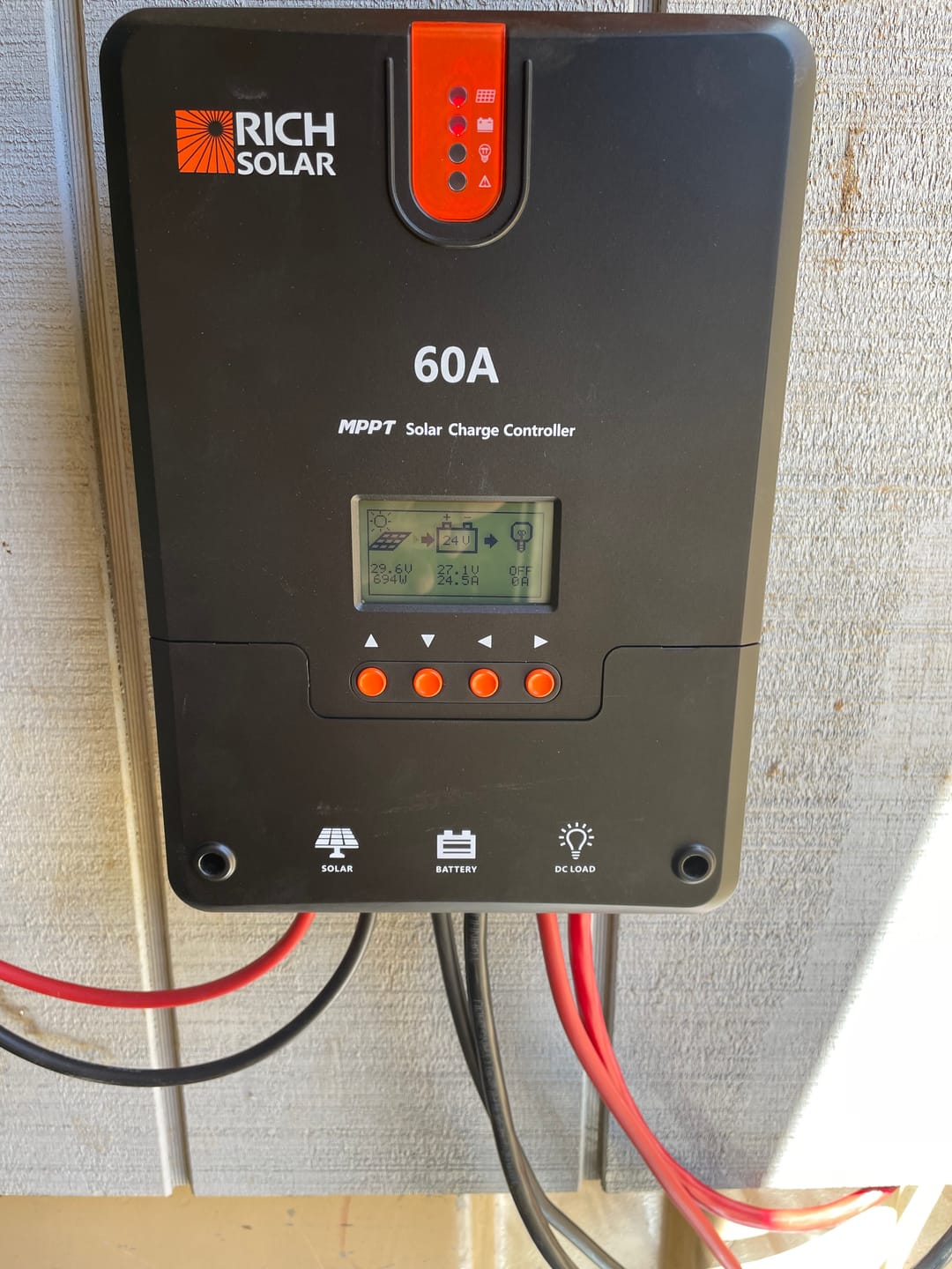 Customer photo review of Extension Cable to Connect Charge Controller to Battery | Pair of Red and Black Extension Wires to Connect Charge Controller to Battery Cable | Choose Gauge: 8AWG, 10AWG