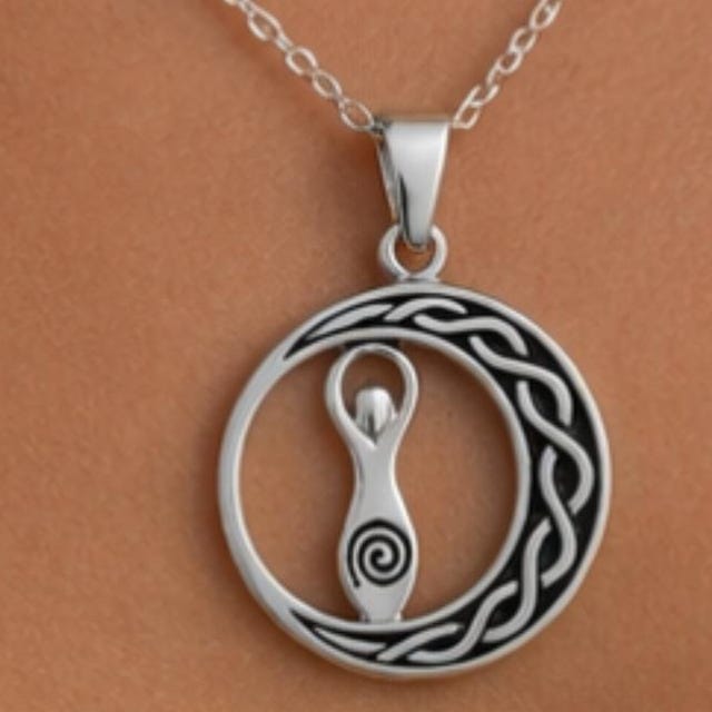 Customer photo review of Sterling Silver Spiral Goddess Pendant