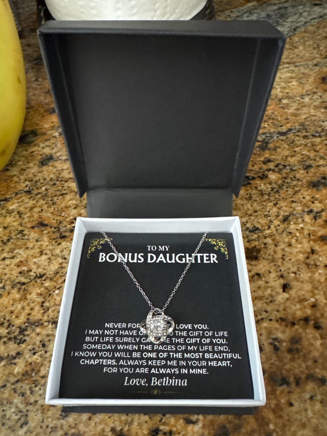 Customer photo review of To My Bonus Daughter - Love Knot Gift Set - SS499