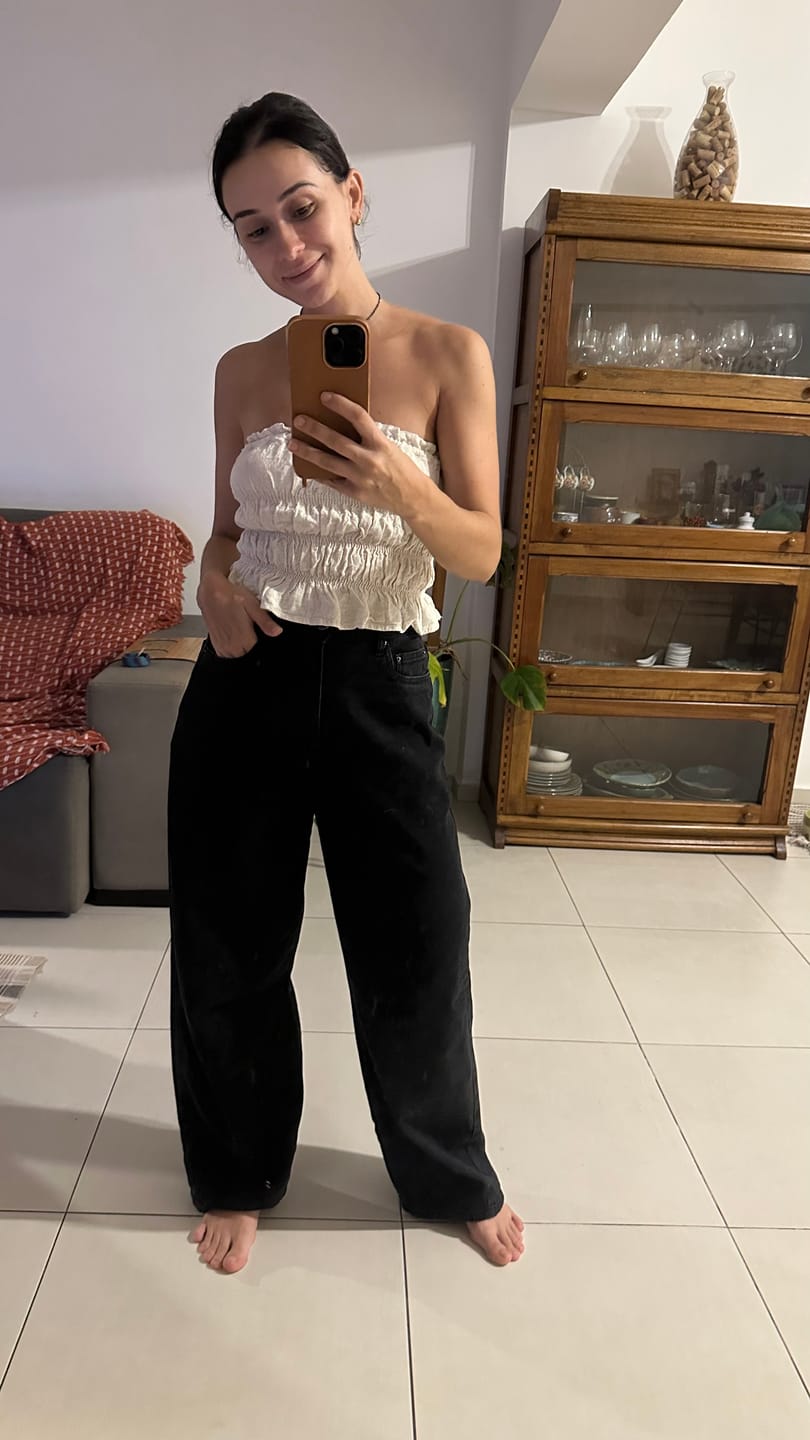 Customer photo review of Calça Jeans Balloon Baobá Preta