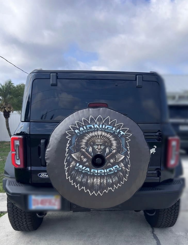 Customer photo review of Custom Spare Tire Cover for Jeep, RV, Bronco Camper, Trailer, & More