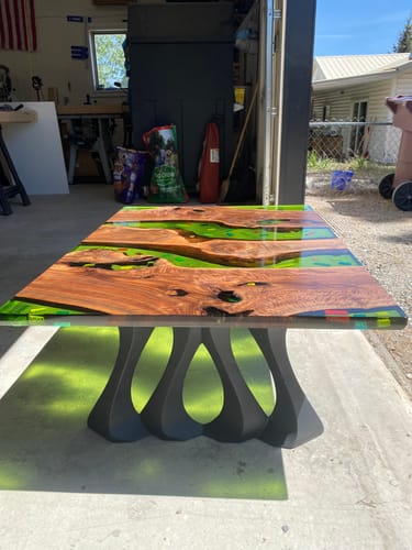 Customer photo review of Coffee Table Legs 202 Radix 16.3" H for Live Edge Tabletop