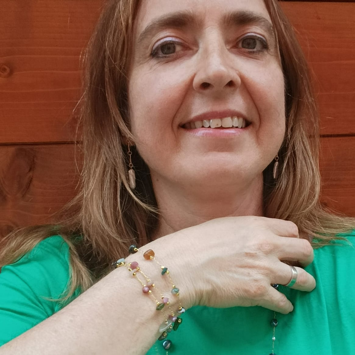 Customer photo review of Natural Tourmaline Gold Chain Multi-Layer Bracelet