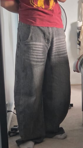Customer photo review of INFLATION Washed Barrel Baggy Jeans