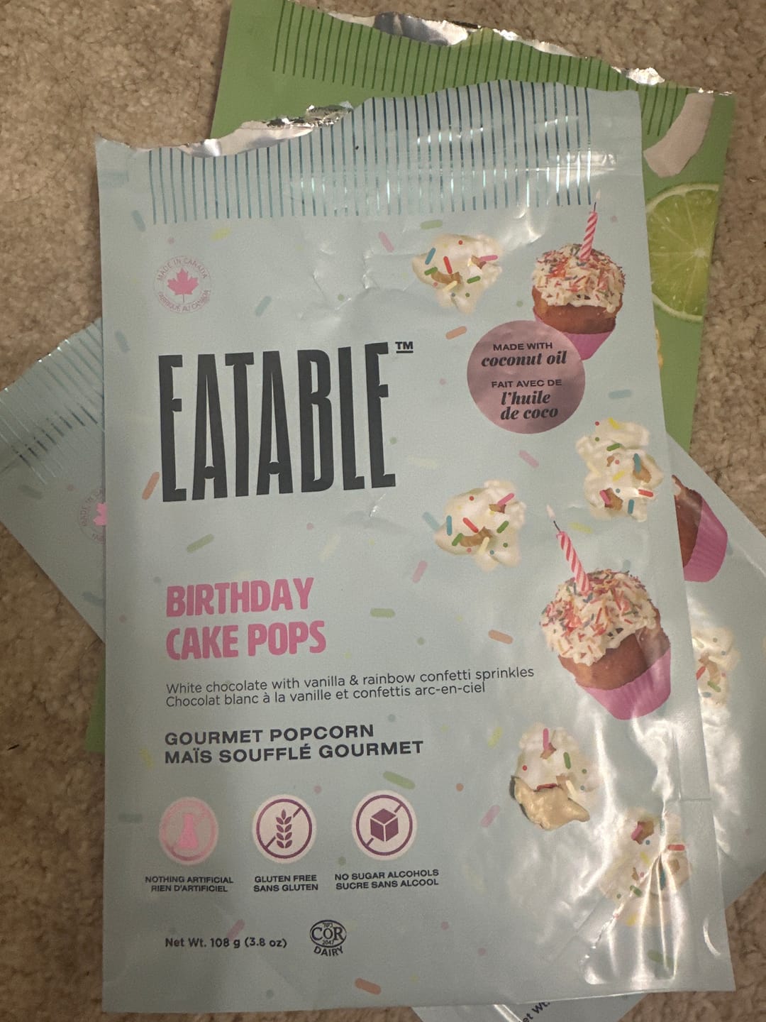 Customer photo review of Coconut Lime Margarita Pops (125g) - Caramel Popcorn