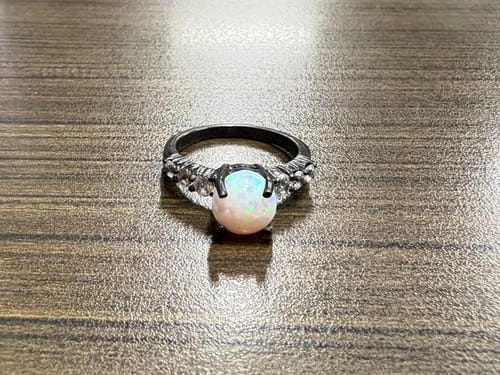 Customer photo review of 1.5ct Slovenia Opal Engagement Ring