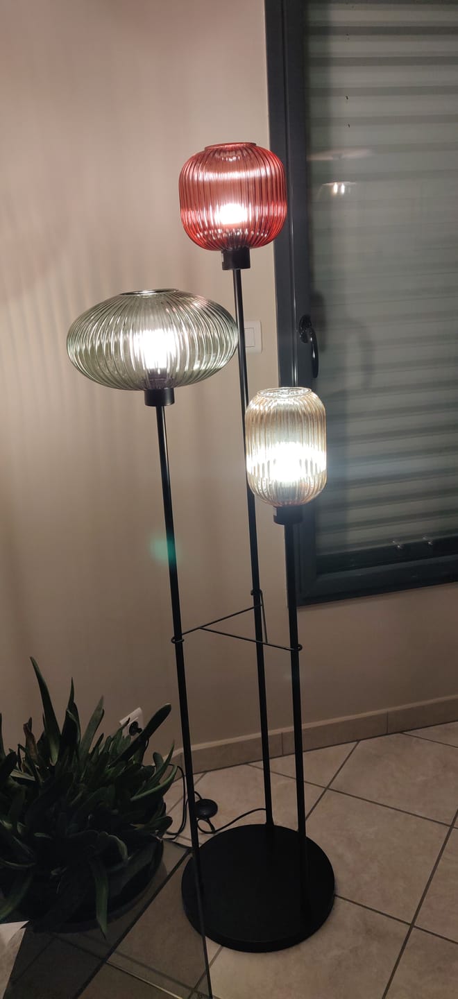 Customer photo review of Lampadaire en verre vintage CRISTALI | 3 luminaires à personnaliser