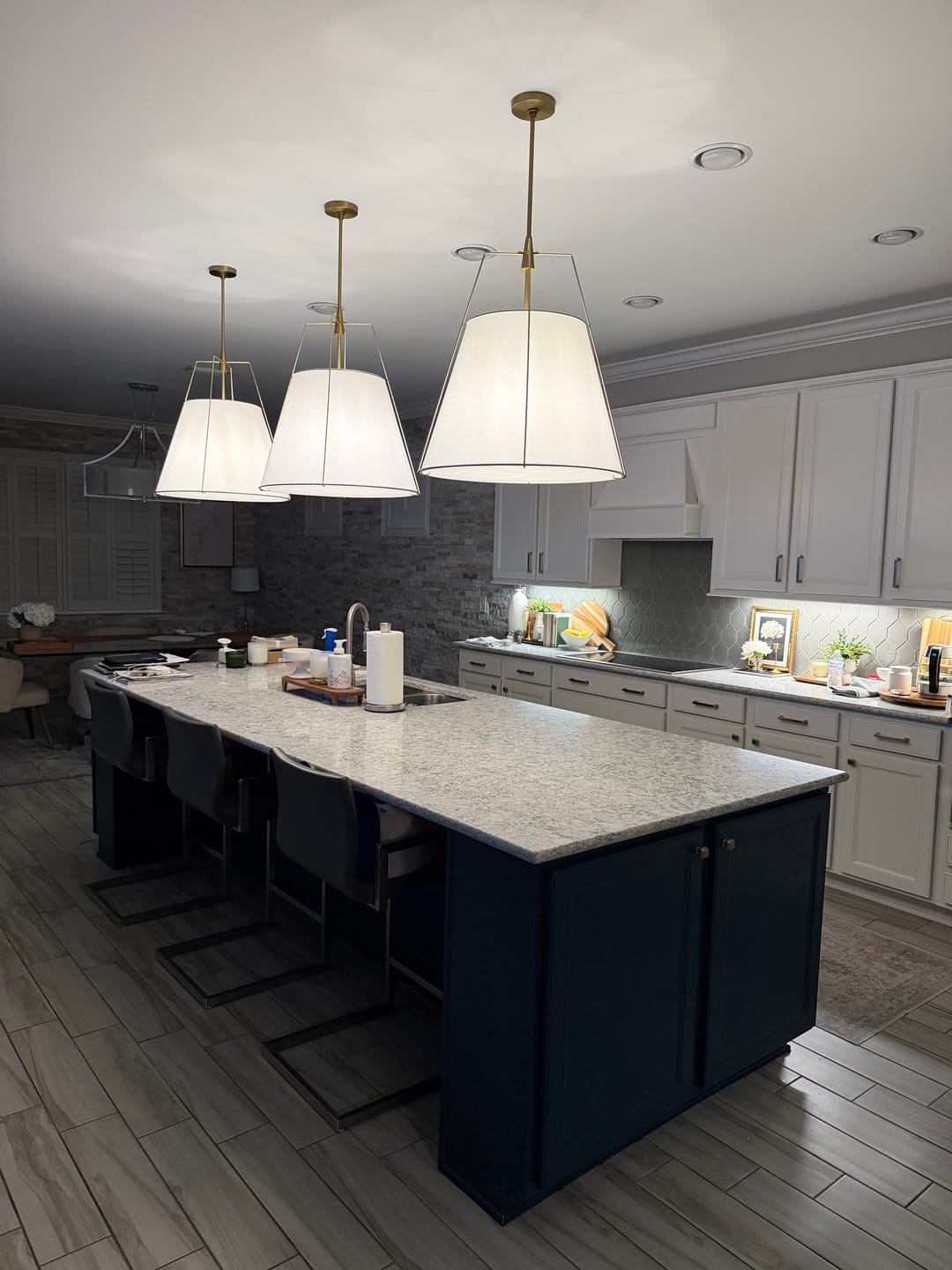 Customer photo review of Modern Fabric Conical Drum Cage Pendant Light