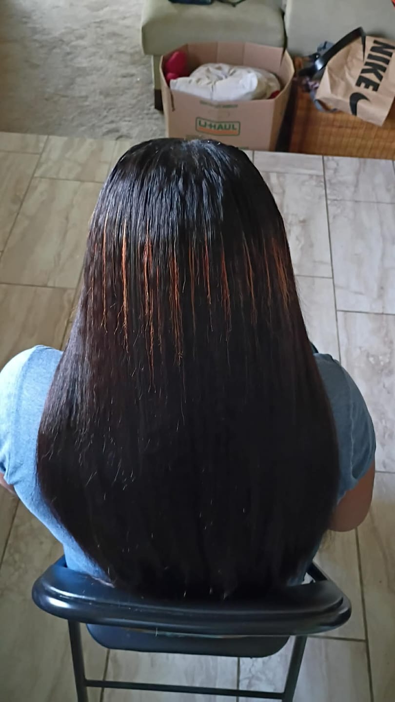 Customer photo review of Human Crochet Hair Extensions Silky Straight