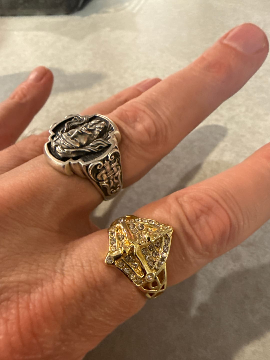 Customer photo review of FREE Today: Divine Shield Crucifix Luxurious Ring: A Bold Testament of Faith and Devotion