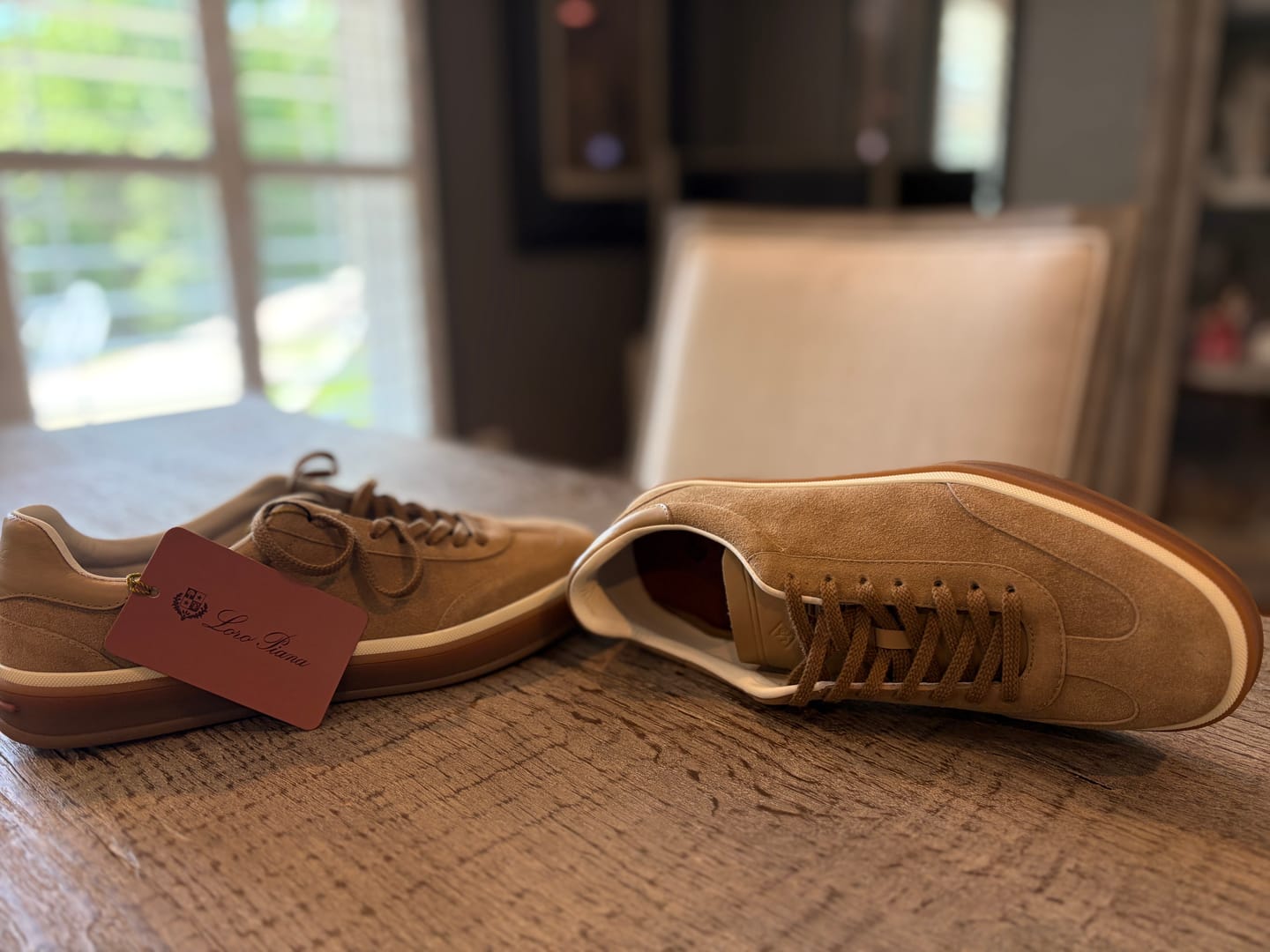 Customer photo review of Loro Piana Tennis Walk Suede  light woodsmoke Sneakers