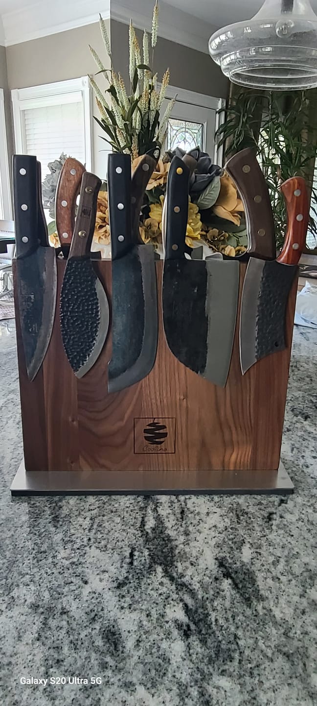 Customer photo review of FREE Walnut Magnetic Knives Holder
