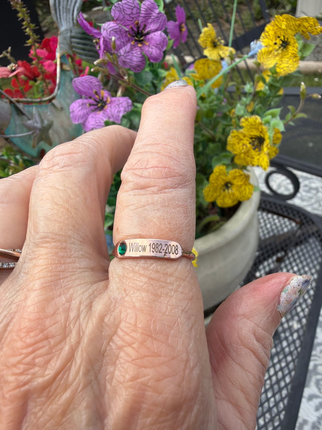 Customer photo review of For Memorial - Personalized Birthstone Name Memorial Ring
