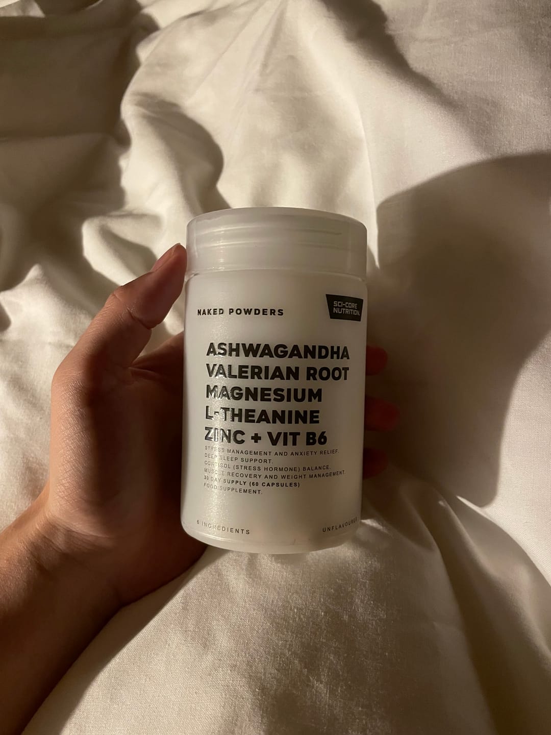 Customer photo review of Ashwagandha, Valerian Root, Magnesium, L-Theanine, Zinc, Vit B6 - 60 caps | 30 day supply
