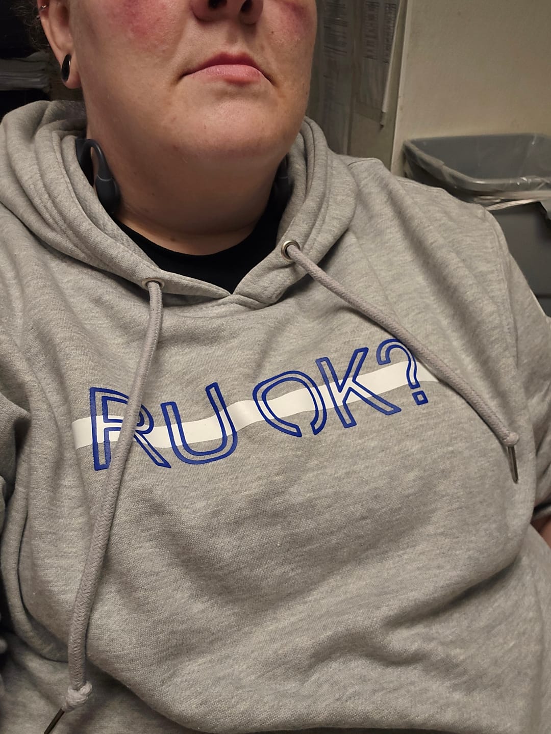 Customer photo review of White Line Stigma Breaking Hoodie- Heather Grey