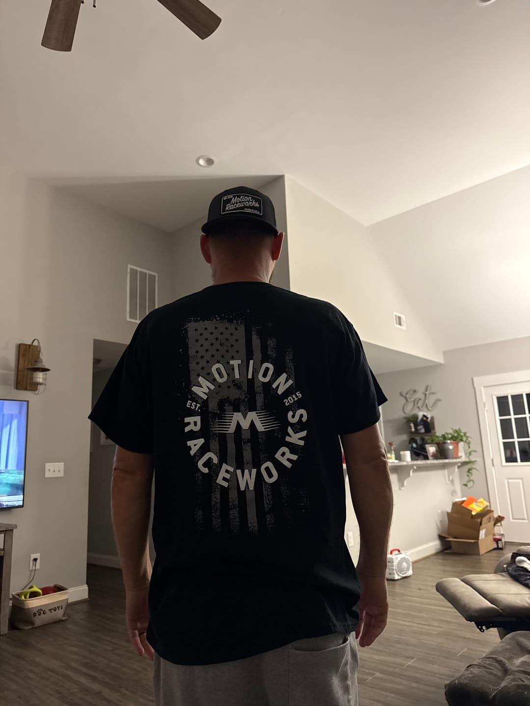Customer photo review of Motion Patriot Shirt (Gildan Dry Blend)