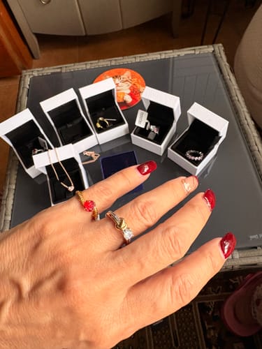 Customer photo review of ANILLO PANDORA PROMESA CORAZON ELEVADO ROSA DORADO ORO + KIT DE REGALO