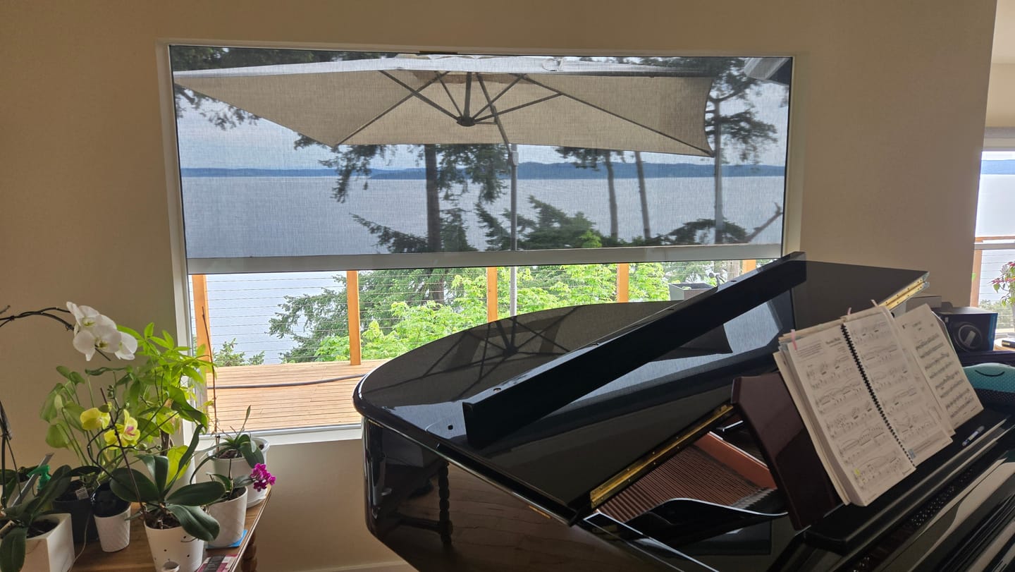 Customer photo review of SmartWings Motorized Zipper Track Windproof Outdoor Shades